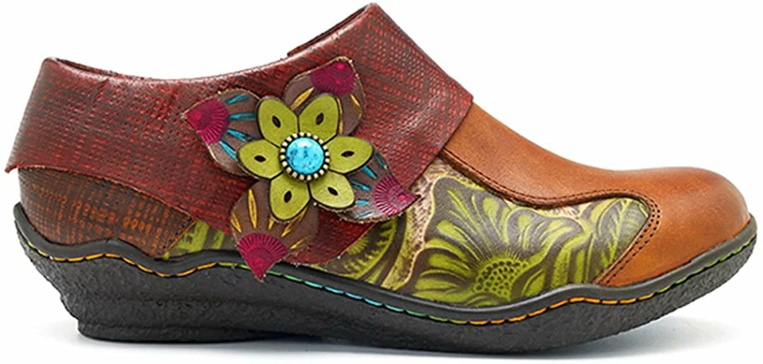 Nuheel® Leather Loafer Flat Shoes Women's Moccasin Retro Handmade Printing Woman 27 Nuheel® Leather Loafer Flat Shoes Women's Moccasin Retro Handmade Printing Woman