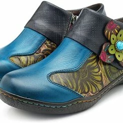 Nuheel® Leather Loafer Flat Shoes Women's Moccasin Retro Handmade Printing Woman 39 Nuheel® Leather Loafer Flat Shoes Women's Moccasin Retro Handmade Printing Woman