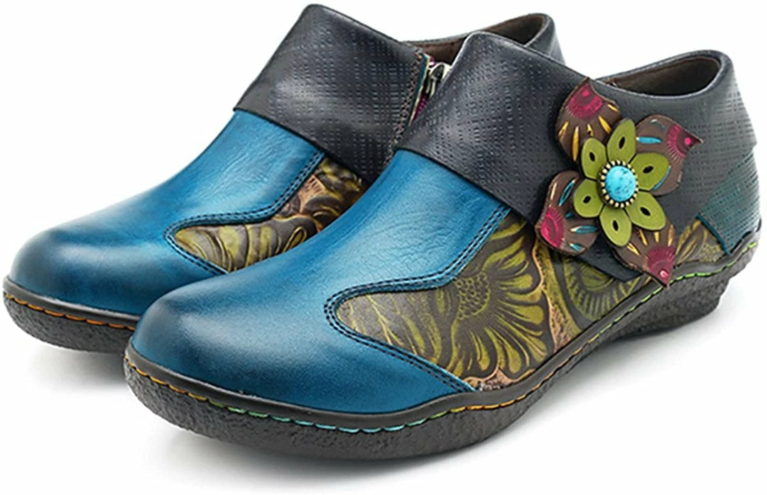 Nuheel® Leather Loafer Flat Shoes Women's Moccasin Retro Handmade Printing Woman 12 Nuheel® Leather Loafer Flat Shoes Women's Moccasin Retro Handmade Printing Woman