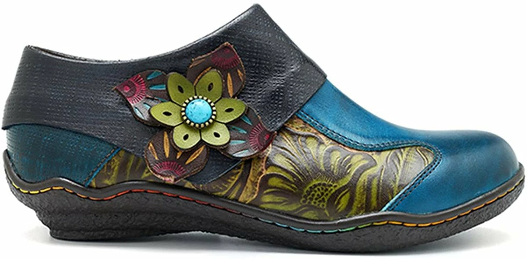 Nuheel® Leather Loafer Flat Shoes Women's Moccasin Retro Handmade Printing Woman 14 Nuheel® Leather Loafer Flat Shoes Women's Moccasin Retro Handmade Printing Woman