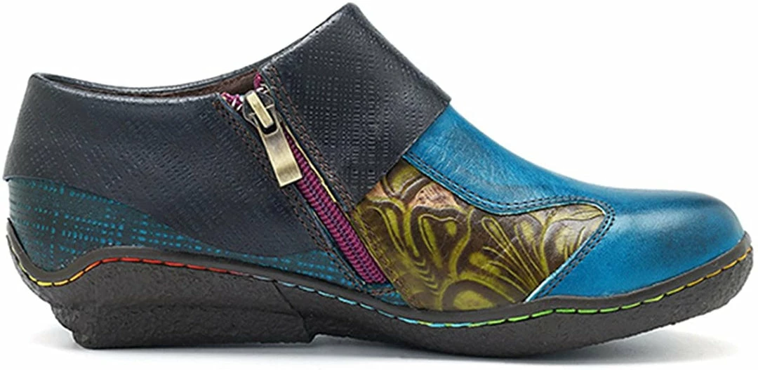 Nuheel® Leather Loafer Flat Shoes Women's Moccasin Retro Handmade Printing Woman 15 Nuheel® Leather Loafer Flat Shoes Women's Moccasin Retro Handmade Printing Woman