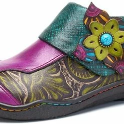 Nuheel® Leather Loafer Flat Shoes Women's Moccasin Retro Handmade Printing Woman 45 Nuheel® Leather Loafer Flat Shoes Women's Moccasin Retro Handmade Printing Woman