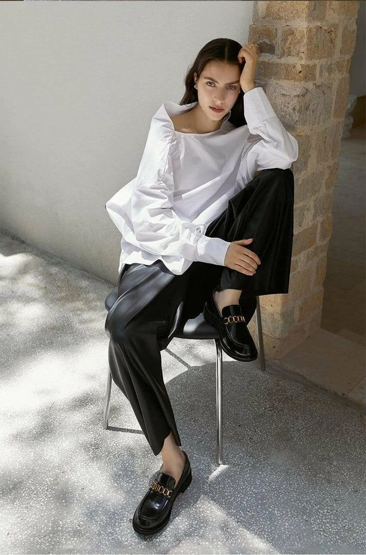 Nuheel® Nuheel Leather Round Head Loafers For Women Designer Shoes 11 7 Nuheel® Nuheel Leather Round Head Loafers For Women Designer Shoes 11