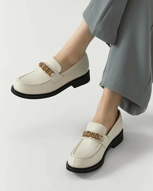 Nuheel® Nuheel Leather Round Head Loafers For Women Designer Shoes 11 12 Nuheel® Nuheel Leather Round Head Loafers For Women Designer Shoes 11