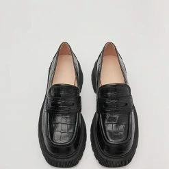 Nuheel® Nuheel Leather Crocodile Pattern Platform Loafers For Women Unisex Designer Shoes