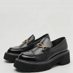 Nuheel® Nuheel Leather Platform Loafers For Women Designer Shoes Black 11