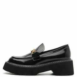 Nuheel® Nuheel Leather Platform Loafers For Women Designer Shoes Black 11