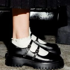 Nuheel® Nuheel Dark Platform Mary Janes Retro Mary Jane Shoes JK Uniform Ladies Janes 8 Single Shoes