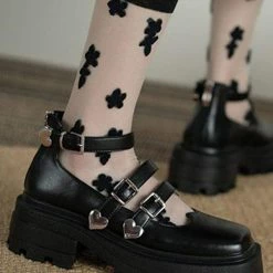 Nuheel® Nuheel Rivet Platform Mary Janes Buckle Mary Jane Shoes JK Uniform Ladies Janes Single Shoes