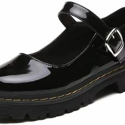 Nuheel® Woman Round Toe Ankle Strap Mary Jane Shoes For Women Low Chunky Heel Platform Pumps Dress Oxfords Shoes