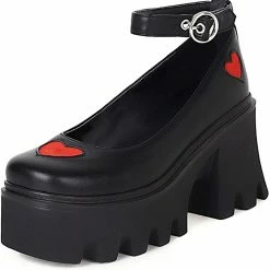 Nuheel® Lady Gothic Platform Lolita Shoes Ankle Strap Harajuku Heart Platform Lolita Pumps