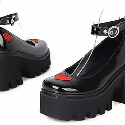 Nuheel® Lady Gothic Platform Lolita Shoes Ankle Strap Harajuku Heart Platform Lolita Pumps