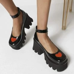 Nuheel® Lady Gothic Platform Lolita Shoes Ankle Strap Harajuku Heart Platform Lolita Pumps