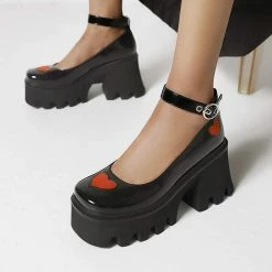 Nuheel® Lady Gothic Platform Lolita Shoes Ankle Strap Harajuku Heart Platform Lolita Pumps