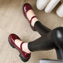 Nuheel® Woman Round Toe Ankle Strap Mary Jane Shoes For Women Low Chunky Heel Platform Pumps Dress Oxfords Shoes