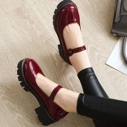 Nuheel® Woman Round Toe Ankle Strap Mary Jane Shoes For Women Low Chunky Heel Platform Pumps Dress Oxfords Shoes