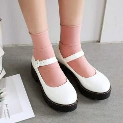 Nuheel® Woman Round Toe Ankle Strap Mary Jane Shoes For Women Low Chunky Heel Platform Pumps Dress Oxfords Shoes