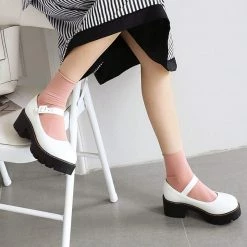 Nuheel® Woman Round Toe Ankle Strap Mary Jane Shoes For Women Low Chunky Heel Platform Pumps Dress Oxfords Shoes