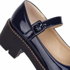 Nuheel® Woman Round Toe Ankle Strap Mary Jane Shoes For Women Low Chunky Heel Platform Pumps Dress Oxfords Shoes