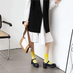 Nuheel® Woman Round Toe Ankle Strap Mary Jane Shoes For Women Low Chunky Heel Platform Pumps Dress Oxfords Shoes