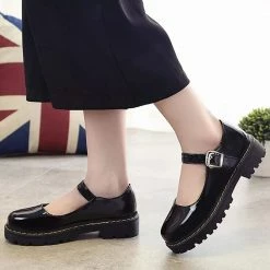 Nuheel® Woman Round Toe Ankle Strap Mary Jane Shoes For Women Low Chunky Heel Platform Pumps Dress Oxfords Shoes