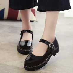 Nuheel® Woman Round Toe Ankle Strap Mary Jane Shoes For Women Low Chunky Heel Platform Pumps Dress Oxfords Shoes