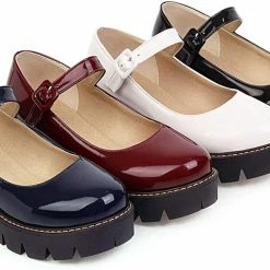 Nuheel® Woman Round Toe Ankle Strap Mary Jane Shoes For Women Low Chunky Heel Platform Pumps Dress Oxfords Shoes