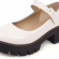 Nuheel® Woman Round Toe Ankle Strap Mary Jane Shoes For Women Low Chunky Heel Platform Pumps Dress Oxfords Shoes