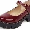 Nuheel® Woman Round Toe Ankle Strap Mary Jane Shoes For Women Low Chunky Heel Platform Pumps Dress Oxfords Shoes