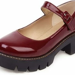 Nuheel® Woman Round Toe Ankle Strap Mary Jane Shoes For Women Low Chunky Heel Platform Pumps Dress Oxfords Shoes