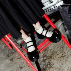 Nuheel® Nuheel Dark Platform Mary Janes Retro Mary Jane Shoes JK Uniform Ladies Janes 8 Single Shoes