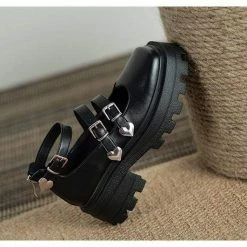Nuheel® Nuheel Rivet Platform Mary Janes Buckle Mary Jane Shoes JK Uniform Ladies Janes Single Shoes