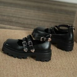 Nuheel® Nuheel Rivet Platform Mary Janes Buckle Mary Jane Shoes JK Uniform Ladies Janes Single Shoes
