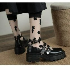 Nuheel® Nuheel Rivet Platform Mary Janes Buckle Mary Jane Shoes JK Uniform Ladies Janes Single Shoes