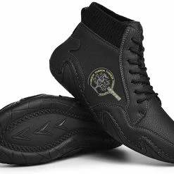 Nuheel® Man Mens Casual Shoes Loafers Flat Shoes Vintage Hand Stitching Leather Ankle Boots