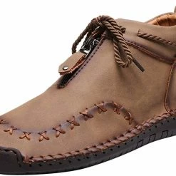 Nuheel® Man Mens Chukka Boots Classic Hand Stitching Zipper Soft Leather Ankle Boots