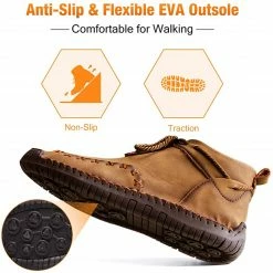 Nuheel® Man Mens Chukka Boots Classic Hand Stitching Zipper Soft Leather Ankle Boots