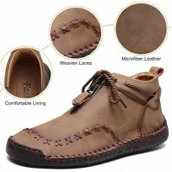 Nuheel® Man Mens Chukka Boots Classic Hand Stitching Zipper Soft Leather Ankle Boots