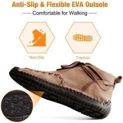 Nuheel® Man Mens Chukka Boots Classic Hand Stitching Zipper Soft Leather Ankle Boots