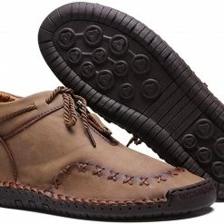 Nuheel® Man Mens Chukka Boots Classic Hand Stitching Zipper Soft Leather Ankle Boots