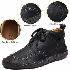 Nuheel® Man Mens Chukka Boots Classic Hand Stitching Zipper Soft Leather Ankle Boots