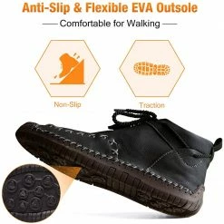 Nuheel® Man Mens Chukka Boots Classic Hand Stitching Zipper Soft Leather Ankle Boots