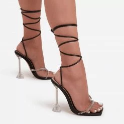 Nuheel Comfortable Sandals For Women And Sexy Rhinestone Sandals Strappy Heels Woman