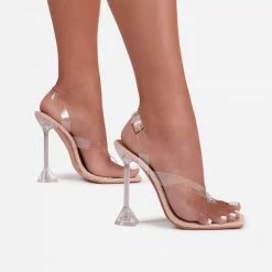Nuheel Concise Clear Heels Fashion High Heels And Sandals For Woman, Black Heels