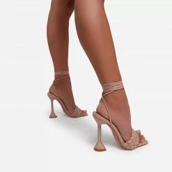Woman Nuheel Elegant Strappy Sandals For Women, Black Heels,Weave Sandals, Party Shoes