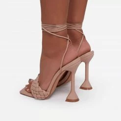 Woman Nuheel Elegant Strappy Sandals For Women, Black Heels,Weave Sandals, Party Shoes