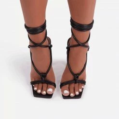 Nuheel Fashion Sandals For Women High Heels, Strappy Heels,black Heels