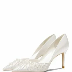 Nuheel® Nuheel French Pearl Bridal Shoes Stilettos Wedding Shoes For Bride White Heels 12