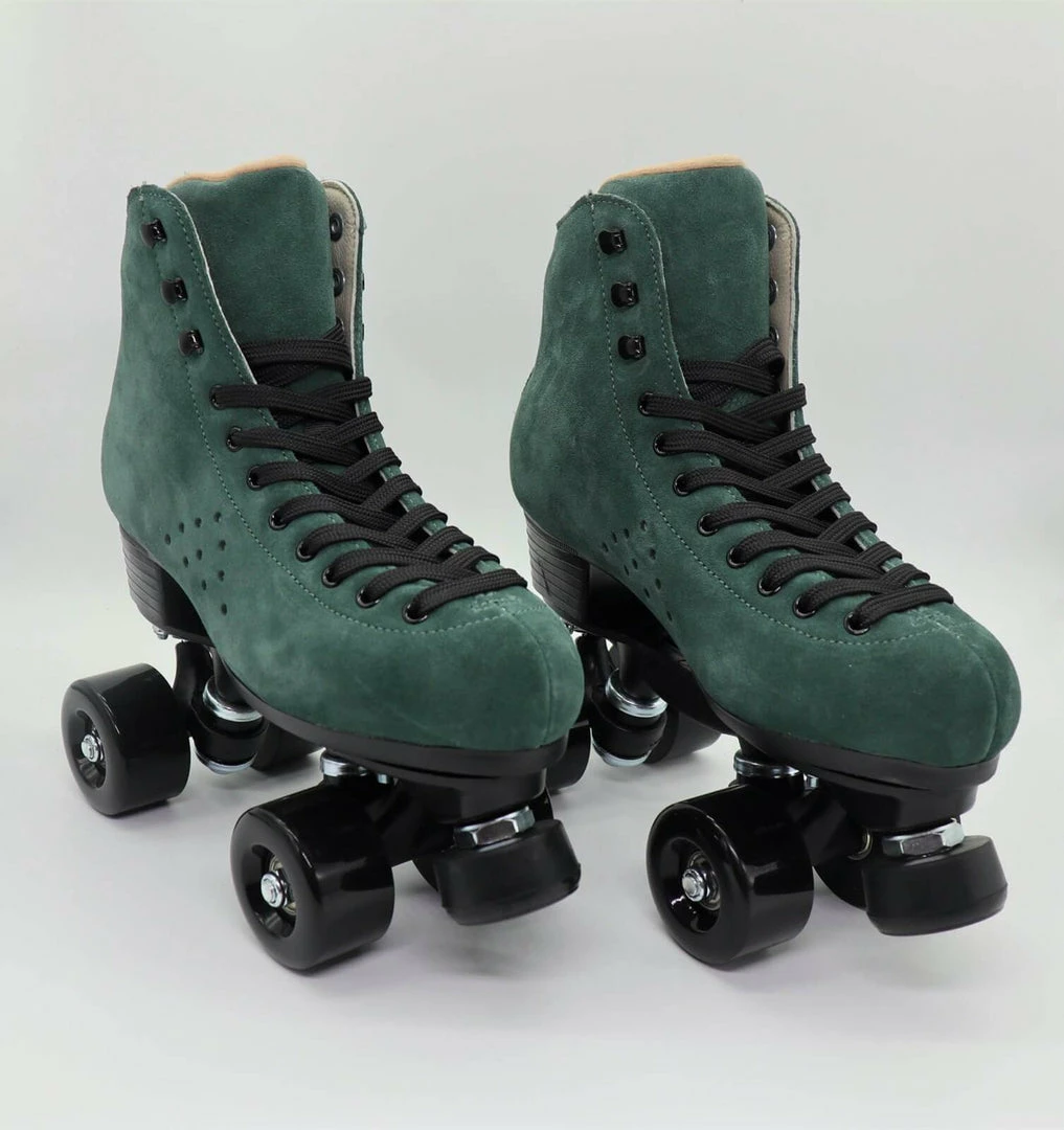 Nuheel® Woman Nuheel Green Suede Double Row Roller Skates Women Pu Four-Wheel Plastic Steel Base Roller Shoes,Size 4.5-13.5 15 Nuheel® Woman Nuheel Green Suede Double Row Roller Skates Women Pu Four-Wheel Plastic Steel Base Roller Shoes,Size 4.5-13.5
