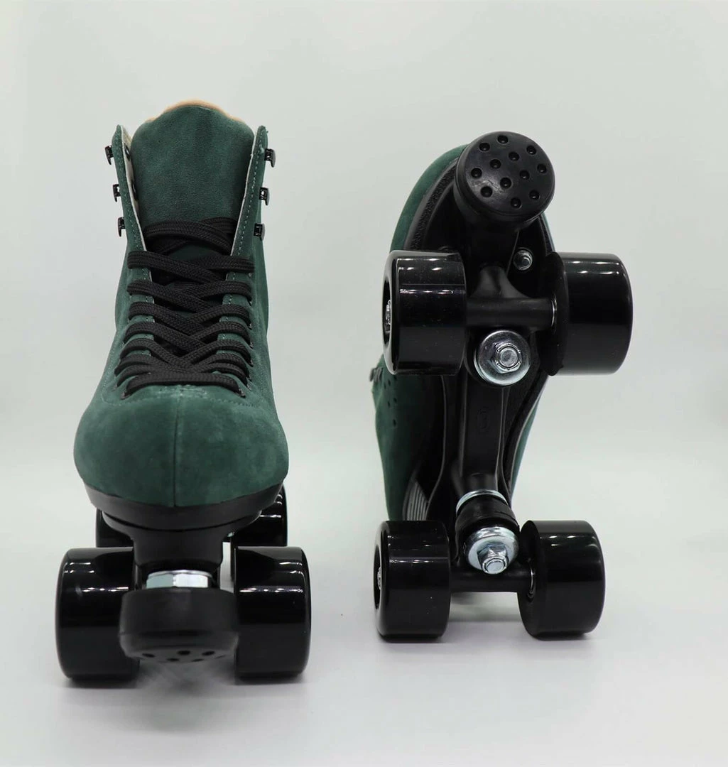 Nuheel® Woman Nuheel Green Suede Double Row Roller Skates Women Pu Four-Wheel Plastic Steel Base Roller Shoes,Size 4.5-13.5 16 Nuheel® Woman Nuheel Green Suede Double Row Roller Skates Women Pu Four-Wheel Plastic Steel Base Roller Shoes,Size 4.5-13.5